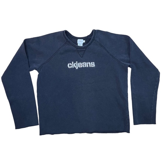 Vintage 90s Calvin Klein Women’s Black Bubble Letters Sweatshirt
